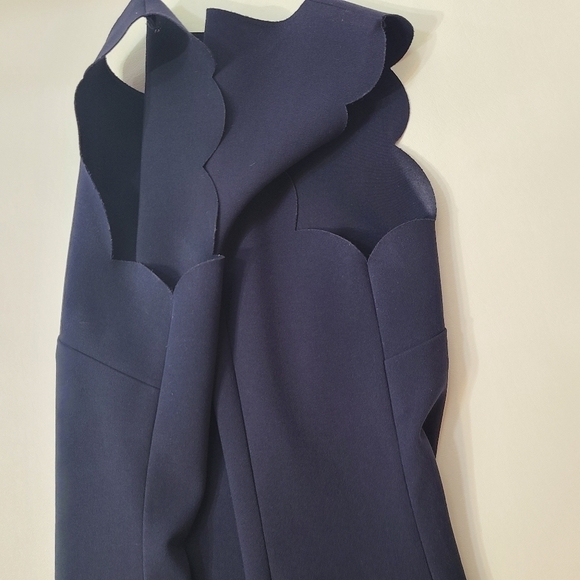 J. Crew Dress Scalloped Mini Laser Cut Navy Blue Wrinkle Free Size 00 - Picture 12 of 16